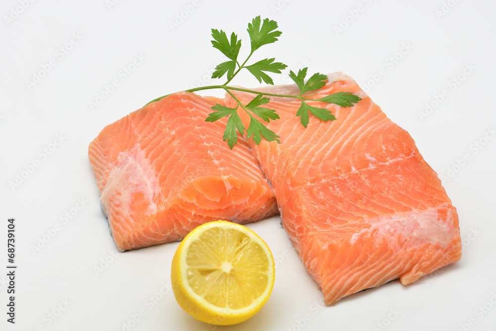 raw salmon fillet isolated on white background raw salmon fillet isolated on white background