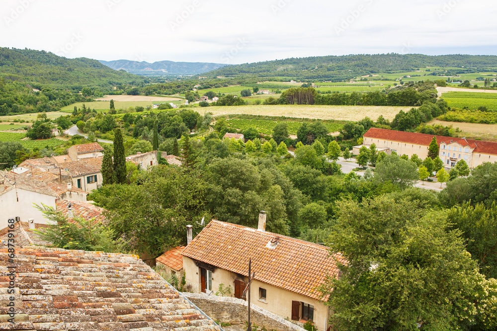 View on Provence village roof and landscape.