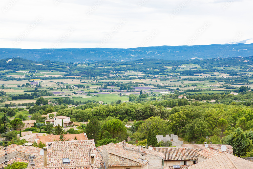 View on Provence village roof and landscape.