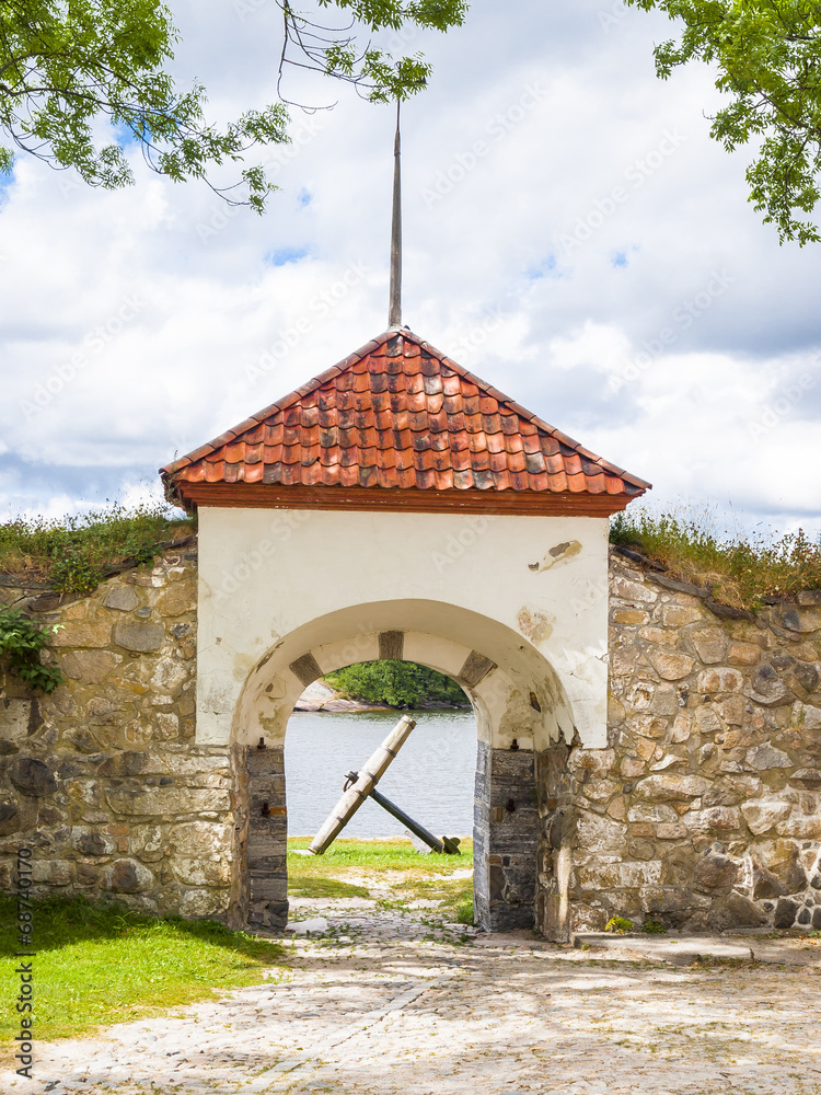 Fototapeta premium View of the entrance gate in the city of Fredrikstad, Norway