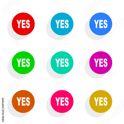 yes flat icon vector set