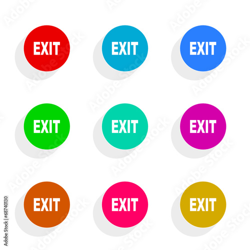 exit flat icon vector set