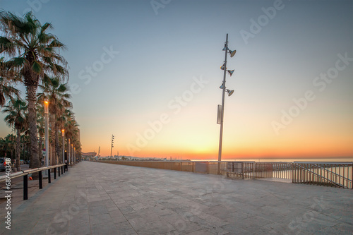 Barceloneta Beach in Barcelona at sunrise © boule1301