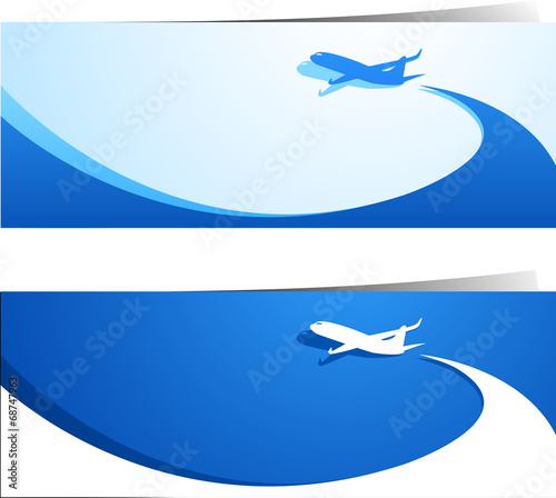 Airplane travel banners vector illustration