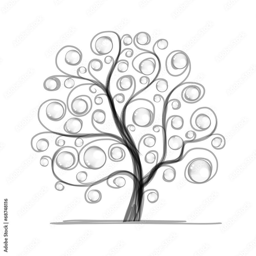 Art tree beautiful for your design - obrazy, fototapety, plakaty 