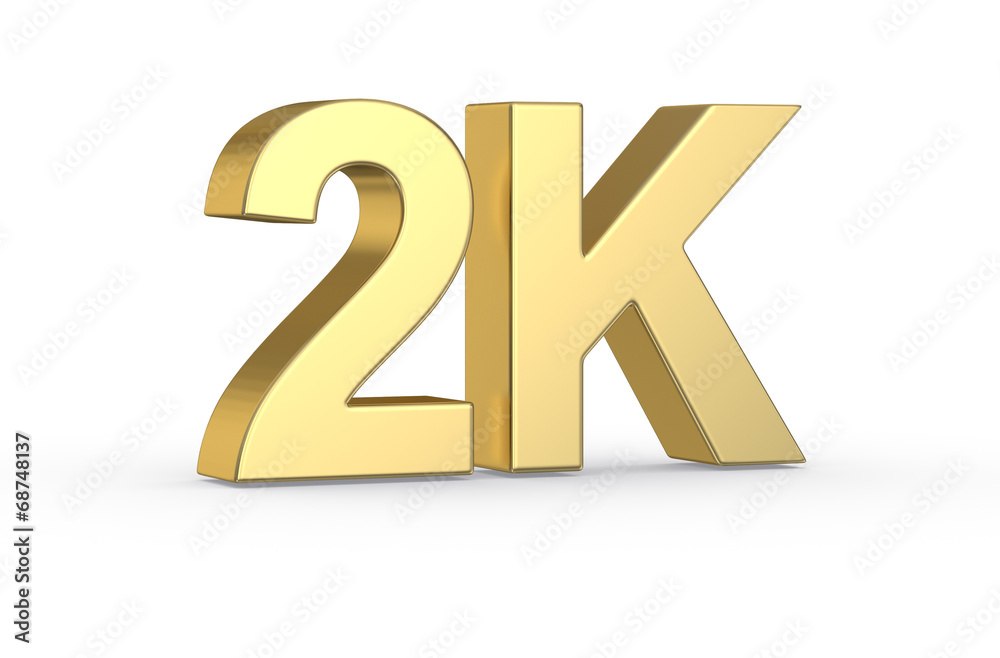 Golden 3D 2K symbol isolated with clipping path Golden 3D 2K symbol isolated with clipping path