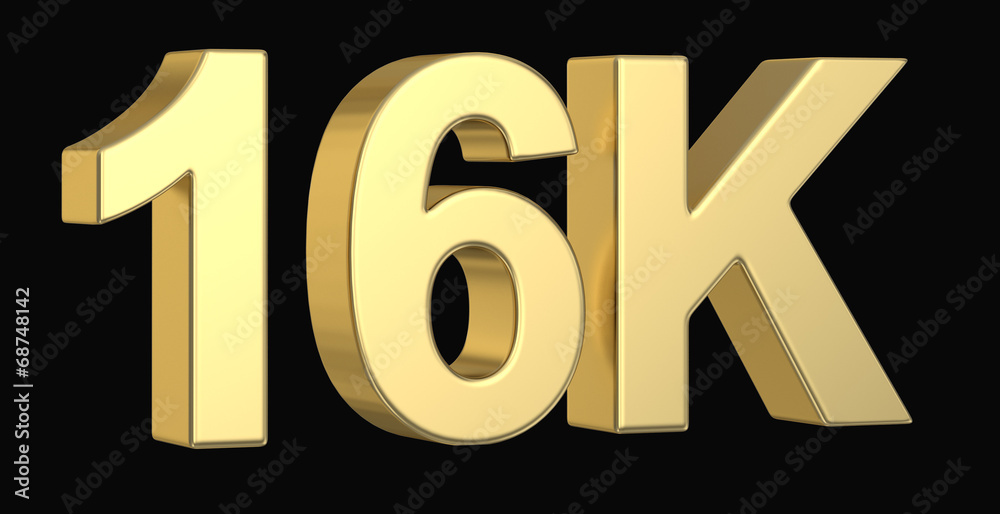 Golden 3D 16K symbol isolated with clipping path Golden 3D 16K symbol isolated with clipping path