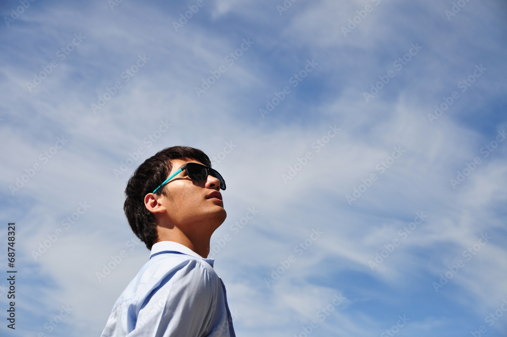 Asian men with the sky Asian men with the sky