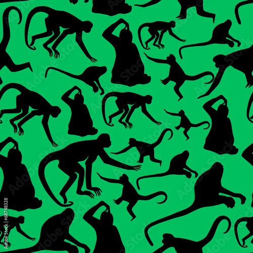 monkey shadows silhouette green and black pattern eps10