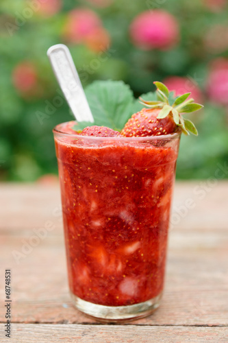 Strawberry smoothie in glass
