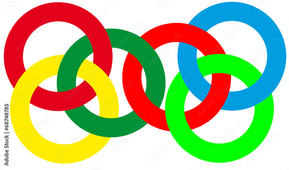 anneaux entrecroisés, bracelet caoutchouc élastique