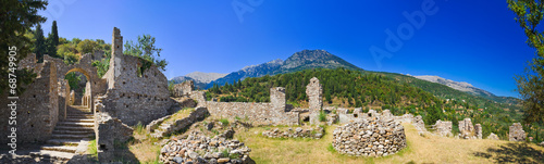 Ruins of old town in Mystras, Greece photo