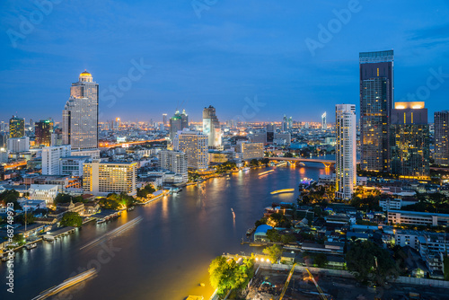 Bangkok City at night time  Hotel and resident area in the capit