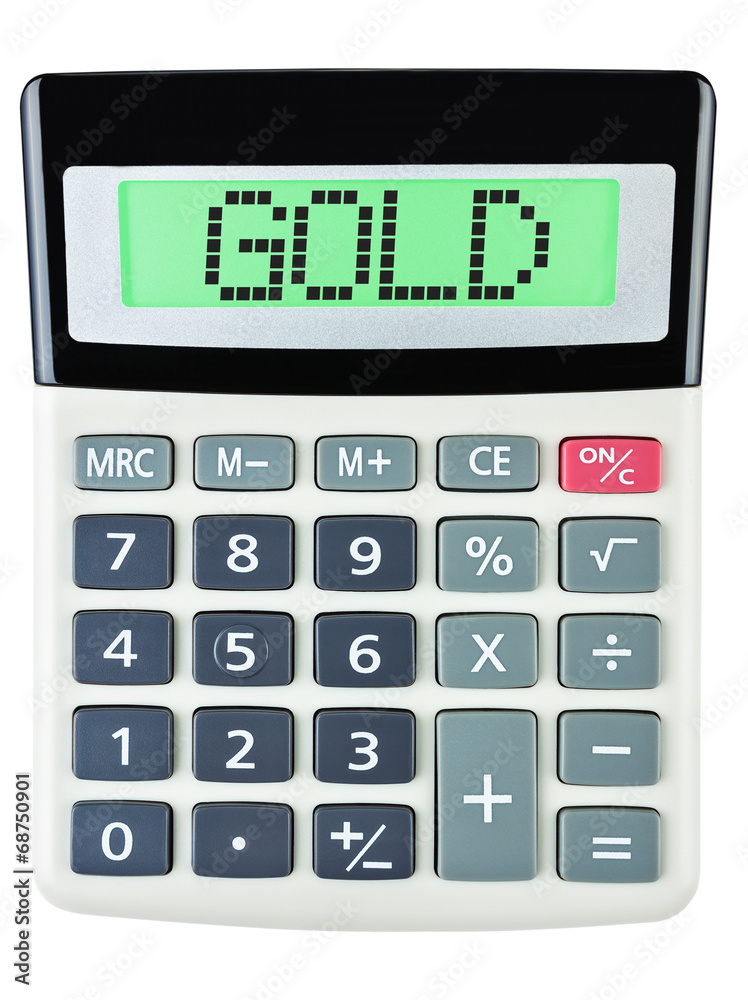 Calculator with GOLD on display isolated on white background Calculator with GOLD on display isolated on white background