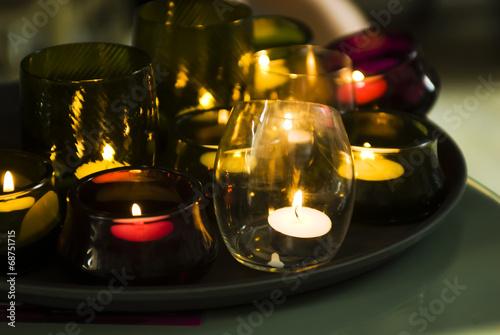 Romantic candles in glasses