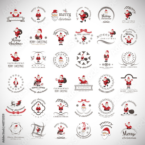 Santa Claus Elements - Isolated On Gray Background