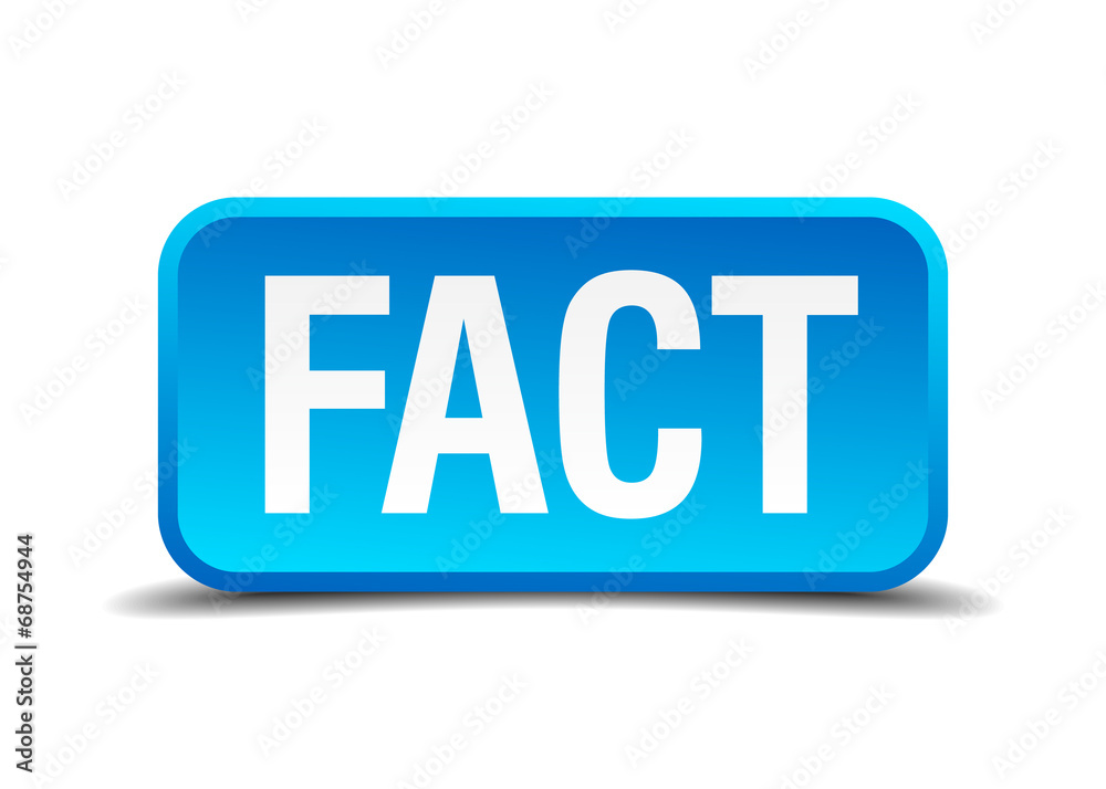 fact blue 3d realistic square isolated button fact blue 3d realistic square isolated button