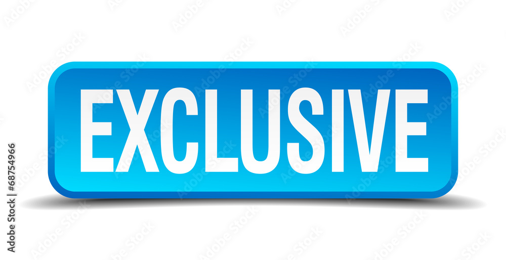 exclusive blue 3d realistic square isolated button exclusive blue 3d realistic square isolated button