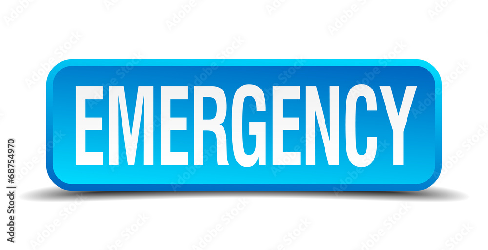 emergency blue 3d realistic square isolated button emergency blue 3d realistic square isolated button