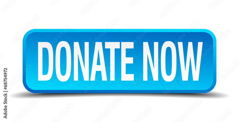 donate now blue 3d realistic square isolated button donate now blue 3d realistic square isolated button