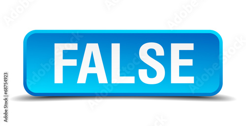 false blue 3d realistic square isolated button
