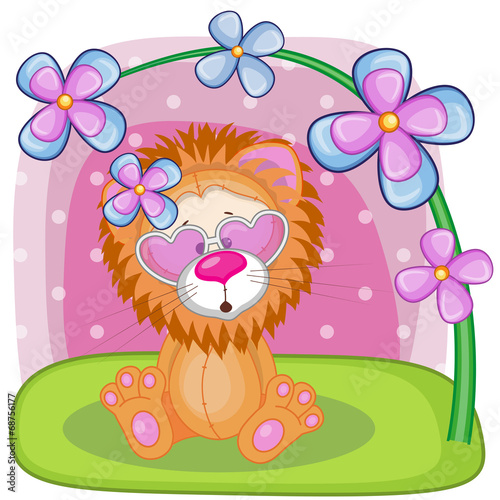 Lion with flowers