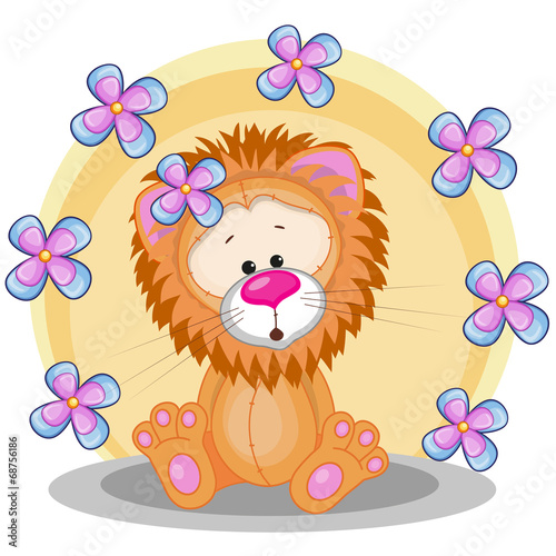 Lion with flowers