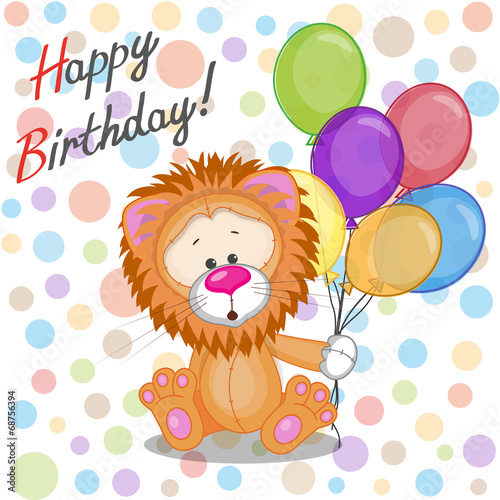 Fototapeta Naklejka Na Ścianę i Meble -  Lion with balloons