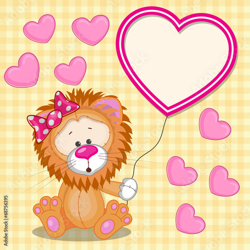 Fototapeta Naklejka Na Ścianę i Meble -  Lion with heart frame