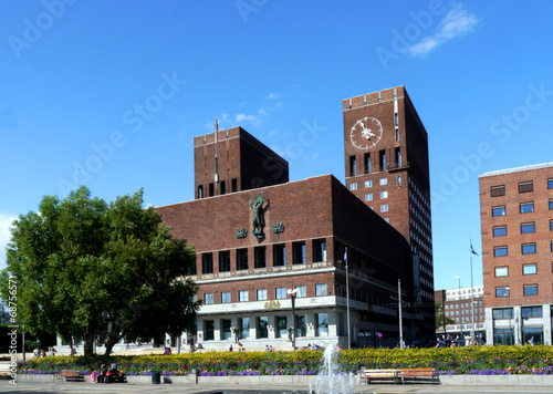 landmark city hall of oslo, norway