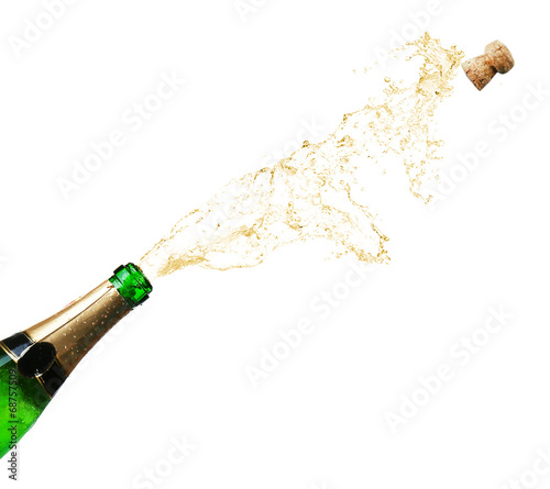 Champagne splashes isolated on white