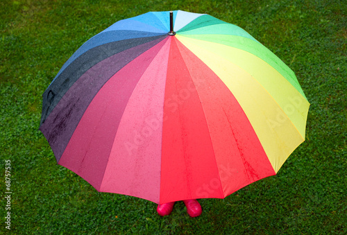 Child with umbrella outdoors