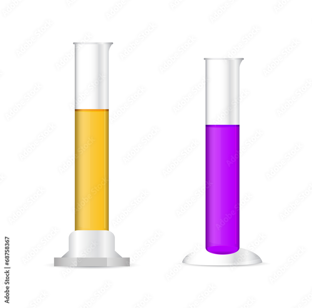 Chemical cylinders with colored solutions Chemical cylinders with colored solutions