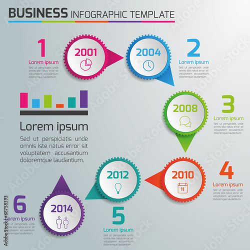 6 Steps process business infographics, light vector background