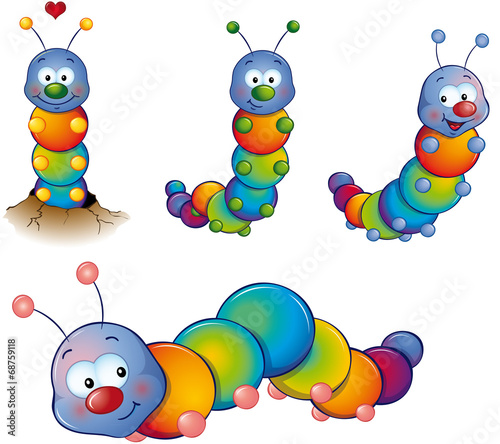 Regenbogen Raupen Set Sammlung Kollektion