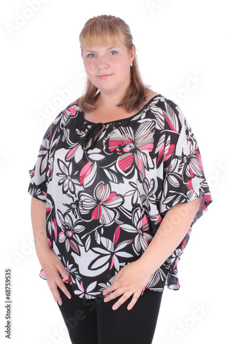 portrait of an ordinary woman over white background