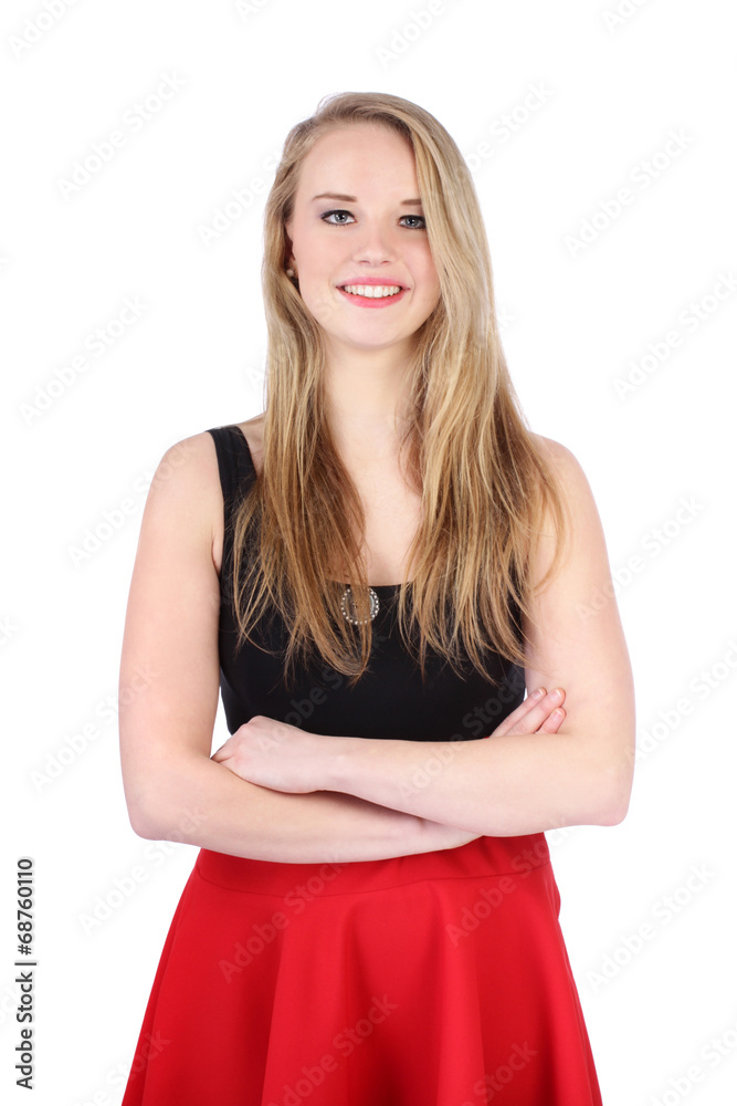 Portrait of young teenage girl posing on white backgroun Portrait of young teenage girl posing on white backgroun