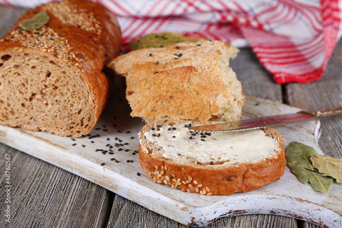 Baked bread and toast with fresh butter,