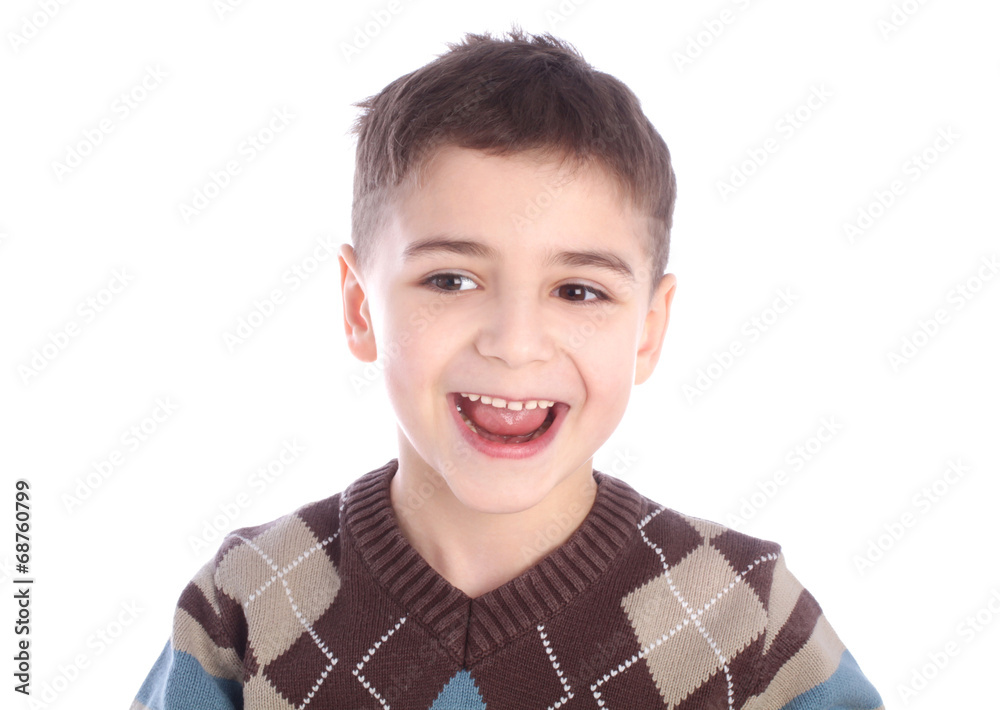 Portrait of smiling little boy on white background Portrait of smiling little boy on white background