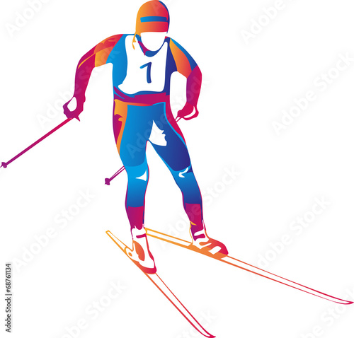 Vector illustration of a colorful skier