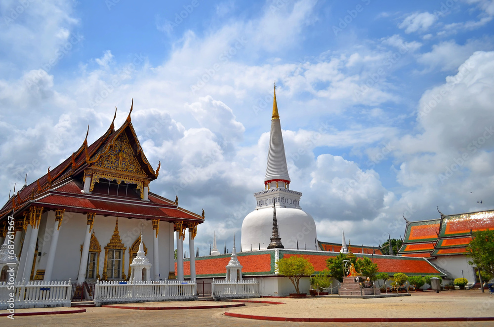 Temple with blue sky and cloud in Thailand