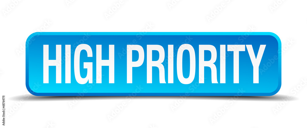 high priority blue 3d realistic square isolated button high priority blue 3d realistic square isolated button