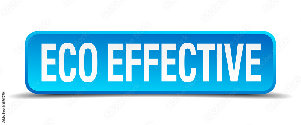 eco effective blue 3d realistic square isolated button