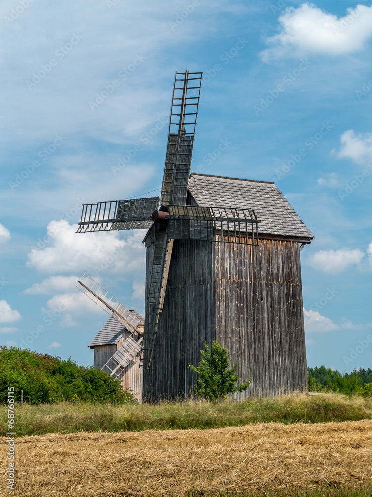 Old wooden windmills