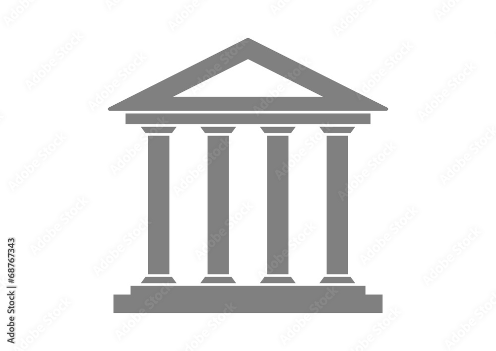 Grey historical building on white background Grey historical building on white background