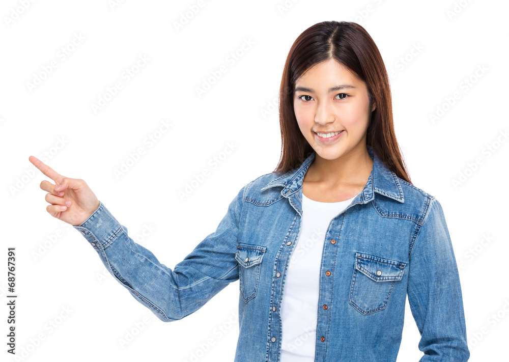 Asian woman with finger point out Asian woman with finger point out