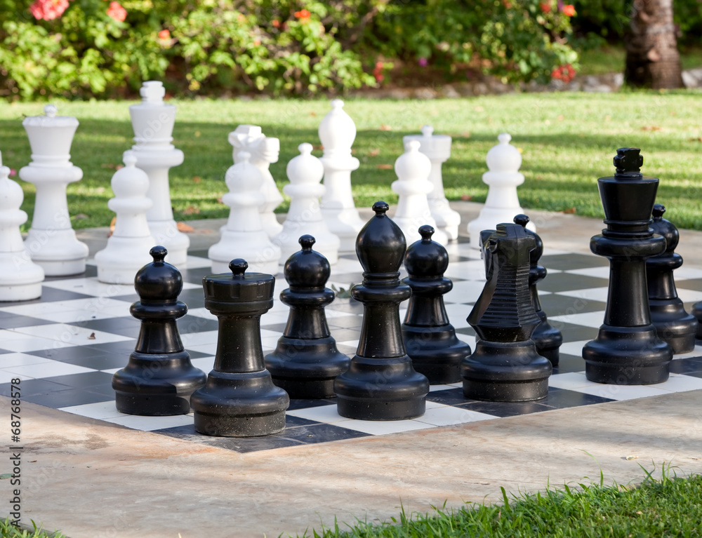 Figures for game in chess on the nature..