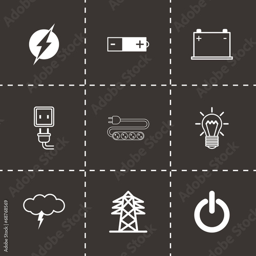 Vector black electricity icons set
