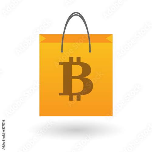 Shopping bag with a bitcoin icon
