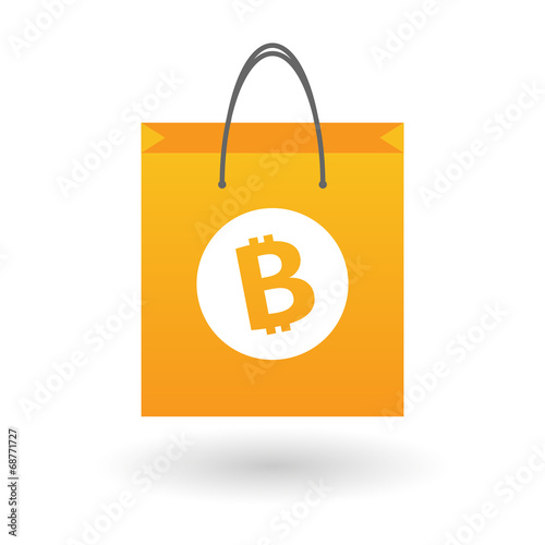 Shopping bag with a bitcoin icon